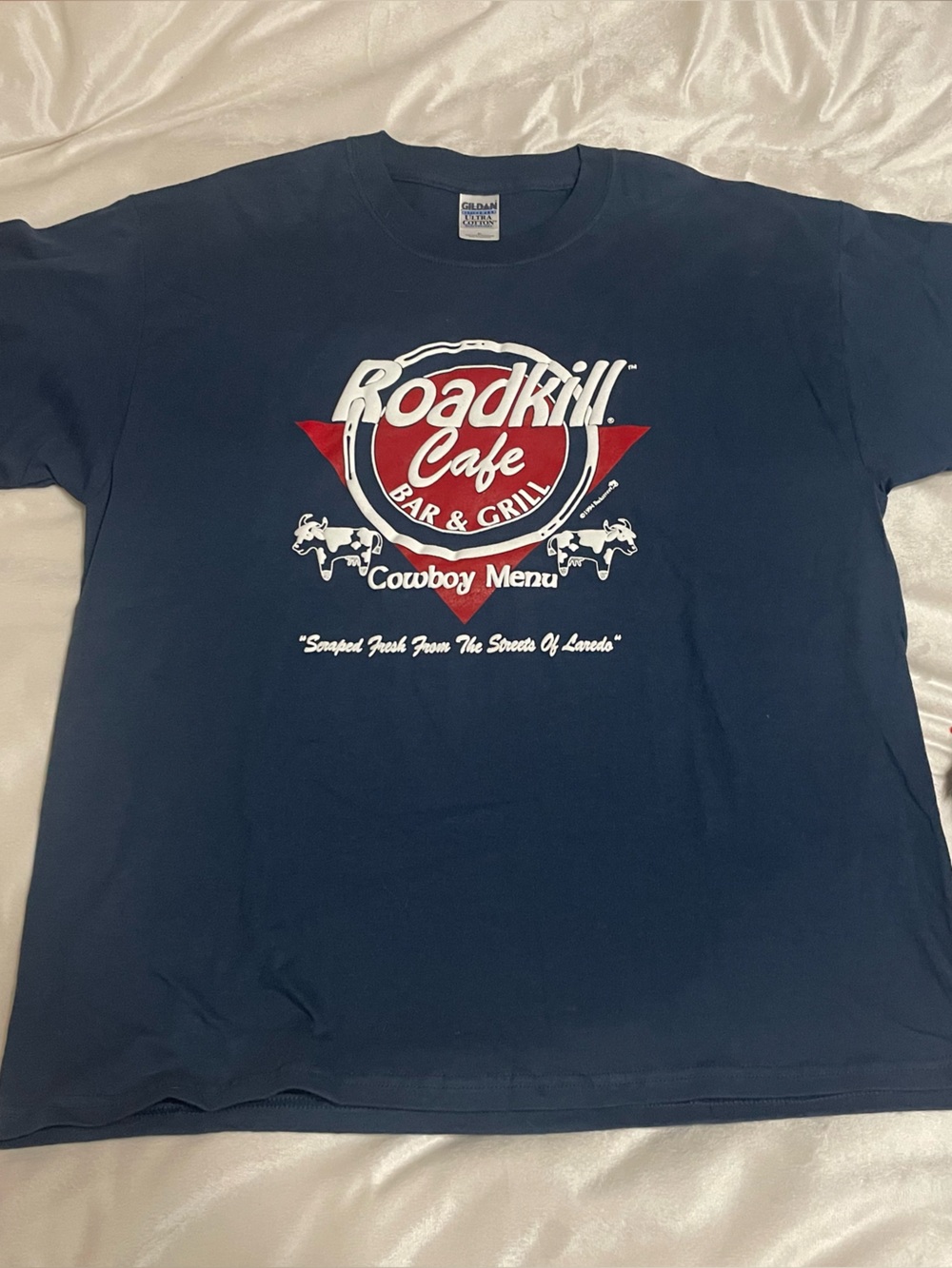 Vintage Roadkill Cafe Bar & Grill Tee T-Shirt 1994 Cowboy Menu